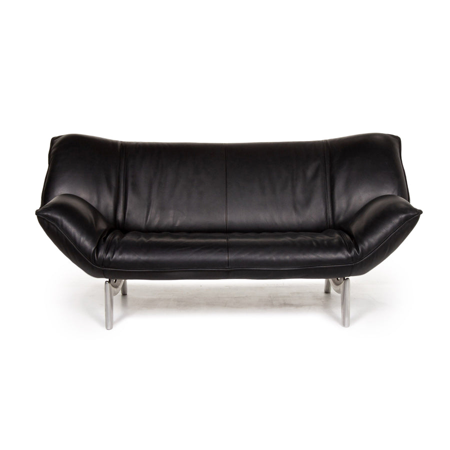 Leolux Tango Leder Sofa Schwarz Zweisitzer Couch #13426