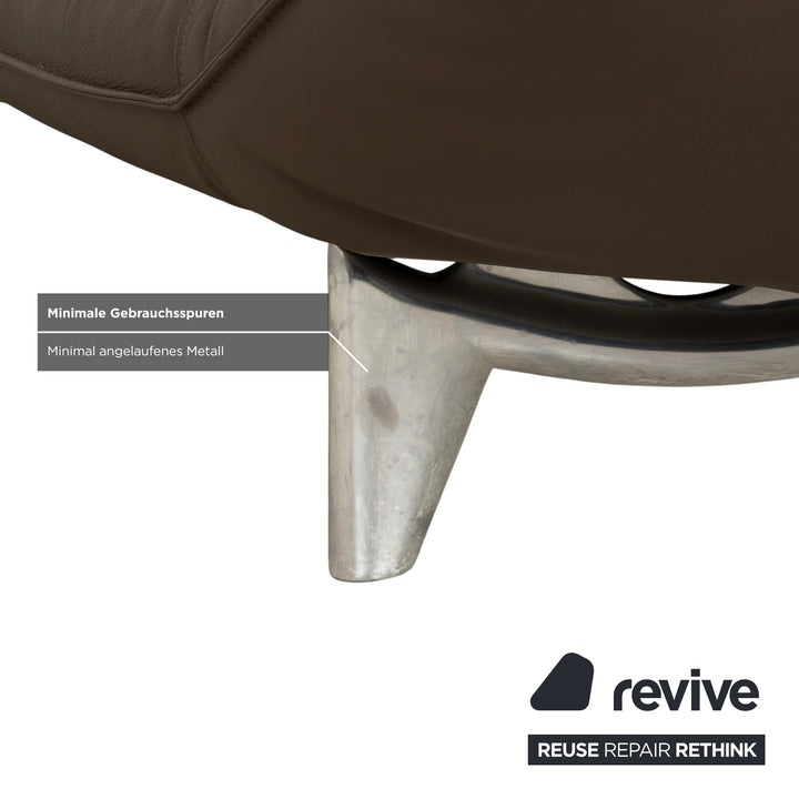 Leolux Tango Leder Zweisitzer Braun Taupe Grau Sofa Couch manuelle Funktion