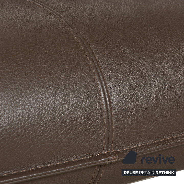 Leolux Tango Leder Zweisitzer Braun Taupe Grau Sofa Couch manuelle Funktion