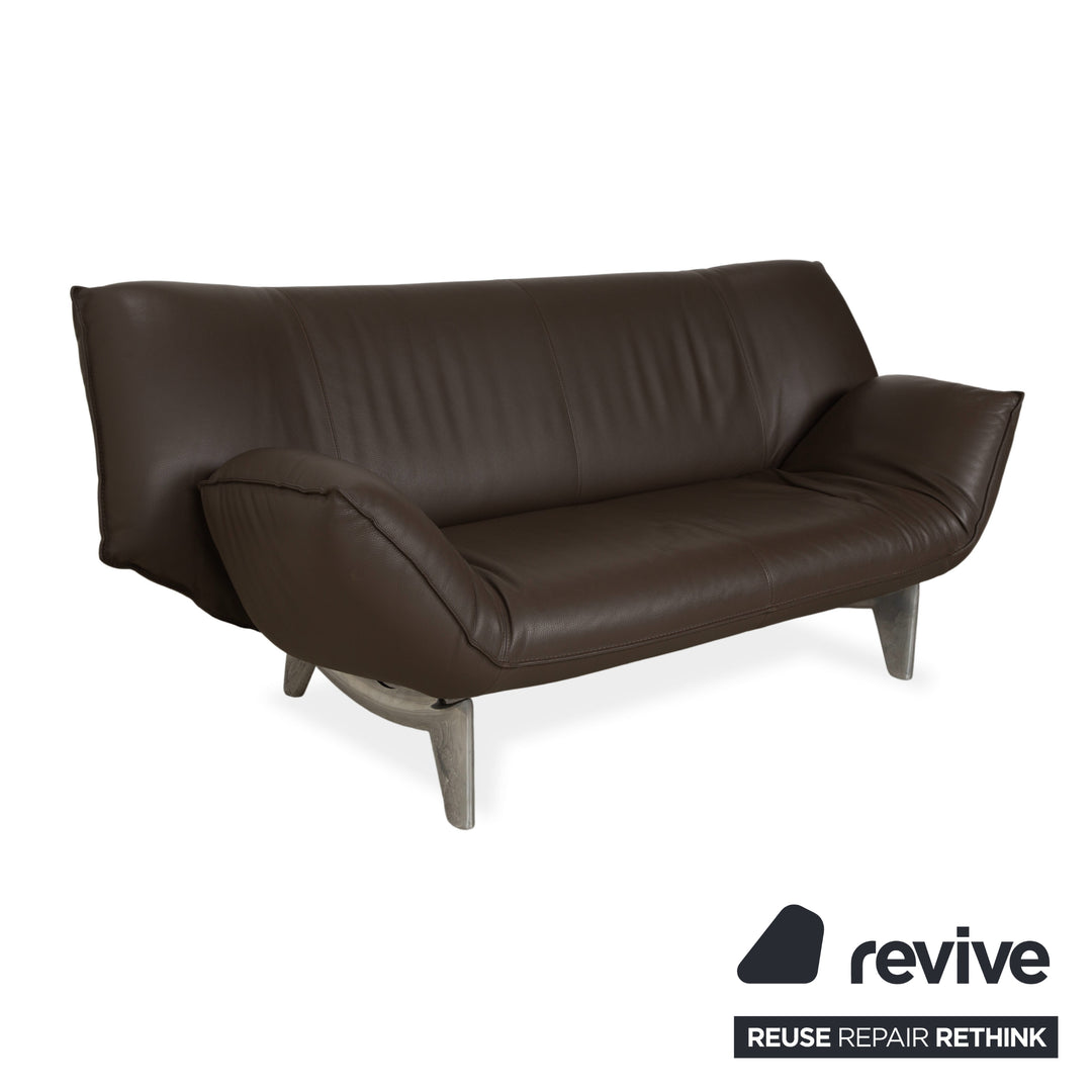 Leolux Tango Leder Zweisitzer Braun Taupe Grau Sofa Couch manuelle Funktion