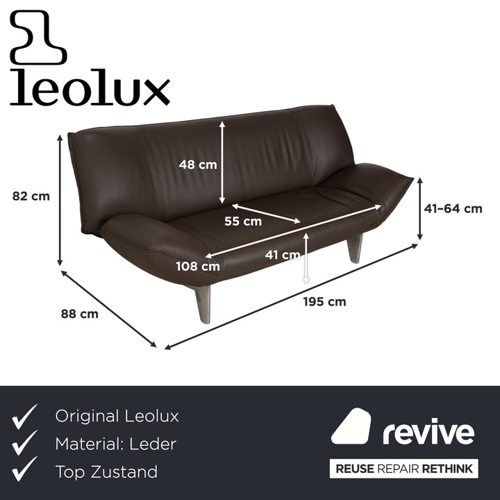 Leolux Tango Leder Zweisitzer Braun Taupe Grau Sofa Couch manuelle Funktion