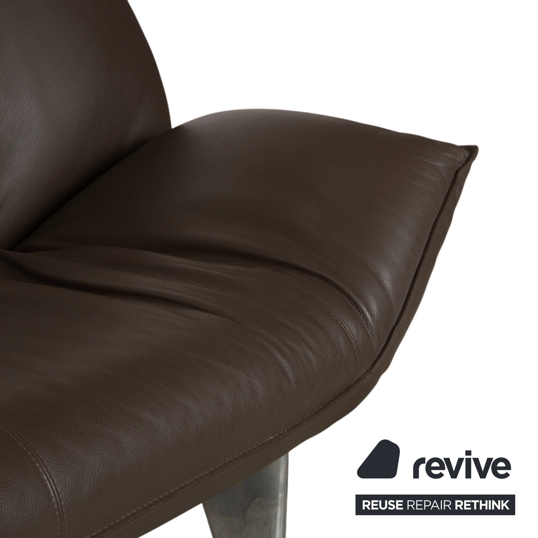 Leolux Tango Leder Zweisitzer Braun Taupe Grau Sofa Couch manuelle Funktion