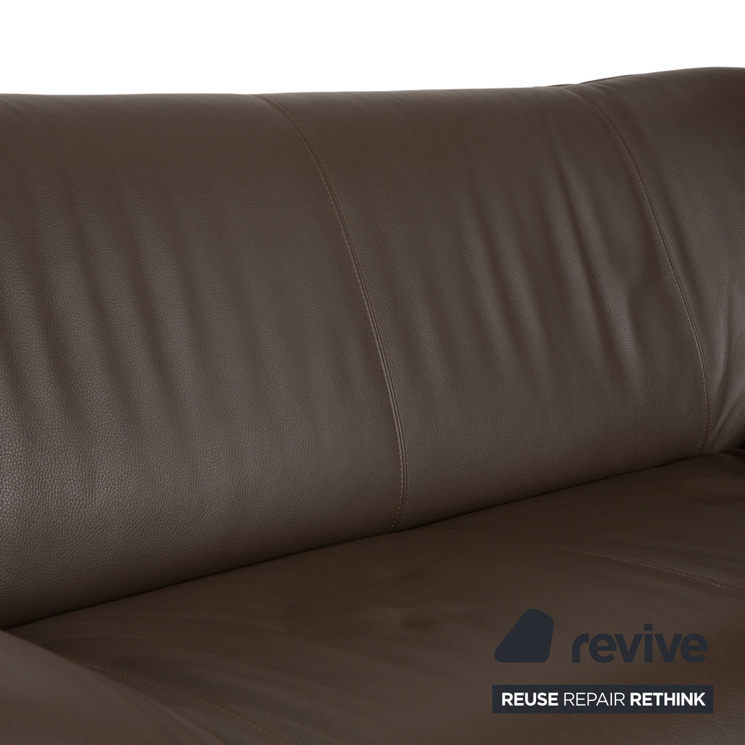 Leolux Tango Leder Zweisitzer Braun Taupe Grau Sofa Couch manuelle Funktion