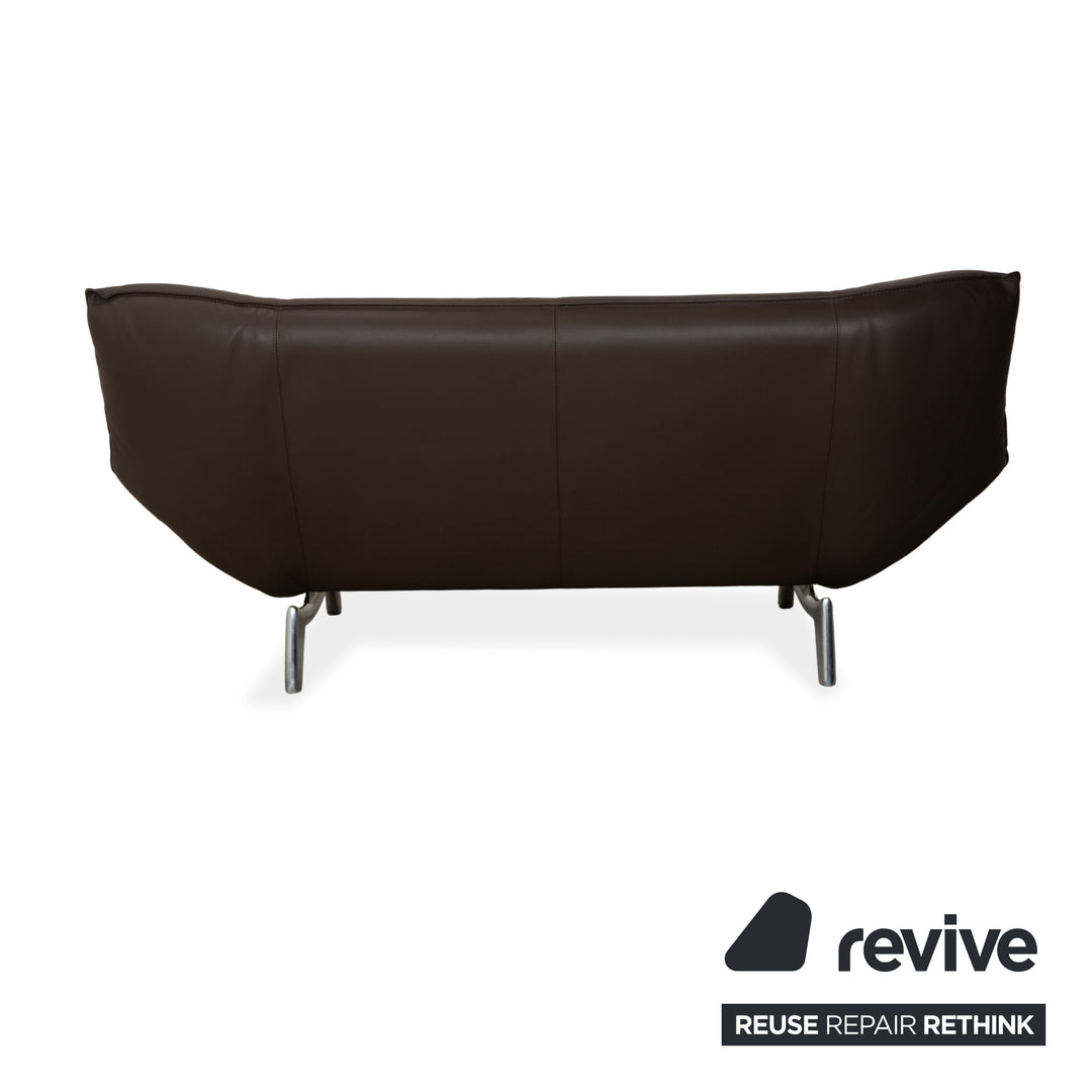 Leolux Tango Leder Zweisitzer Braun Taupe Grau Sofa Couch manuelle Funktion