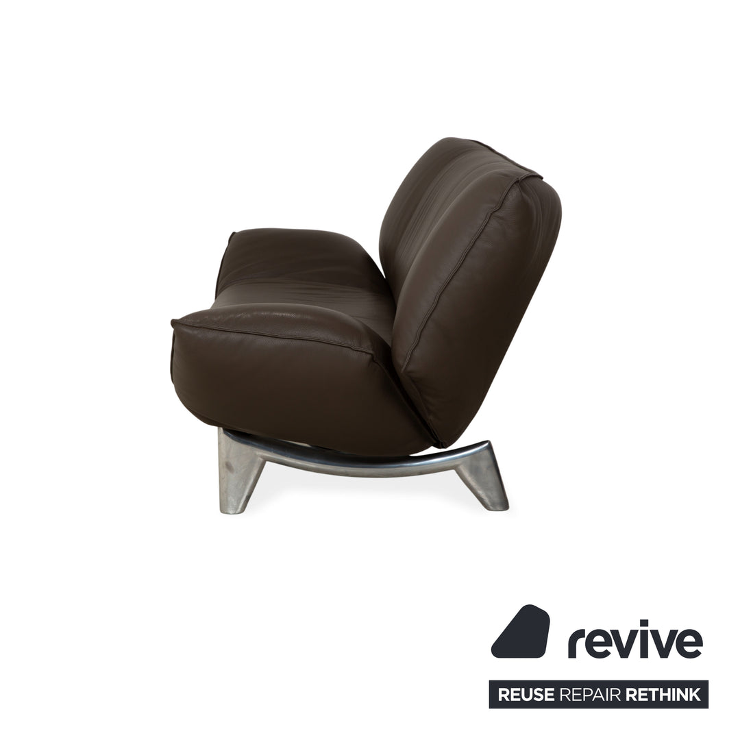 Leolux Tango Leder Zweisitzer Braun Taupe Grau Sofa Couch manuelle Funktion