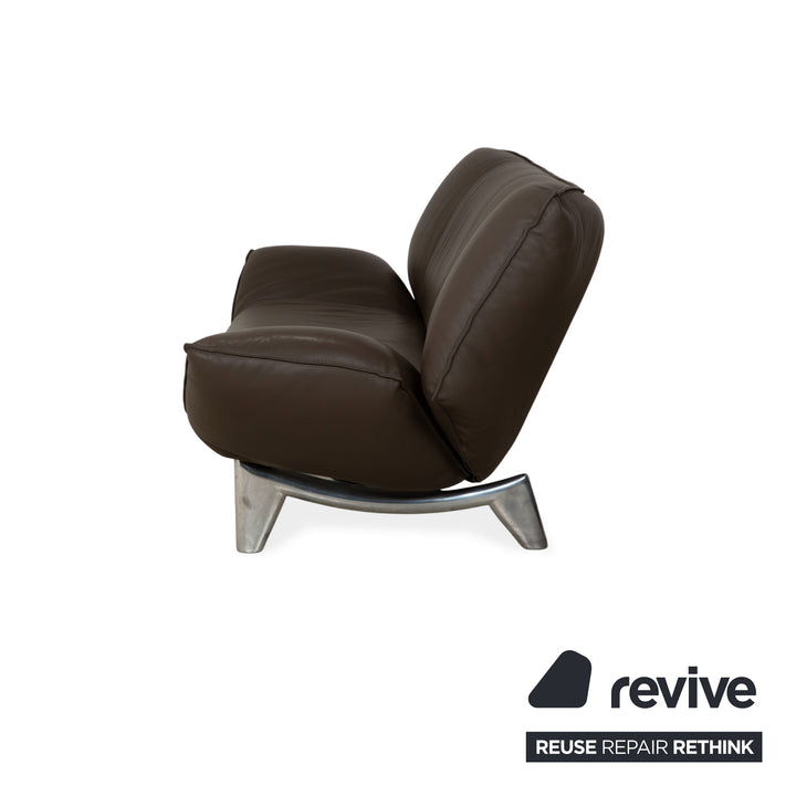 Leolux Tango Leder Zweisitzer Braun Taupe Grau Sofa Couch manuelle Funktion