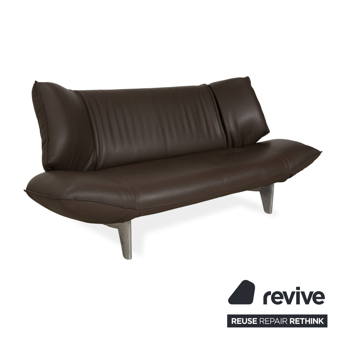 Leolux Tango Leder Zweisitzer Braun Taupe Grau Sofa Couch manuelle Funktion