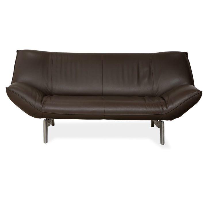 Leolux Tango Leder Zweisitzer Braun Taupe Grau Sofa Couch manuelle Funktion