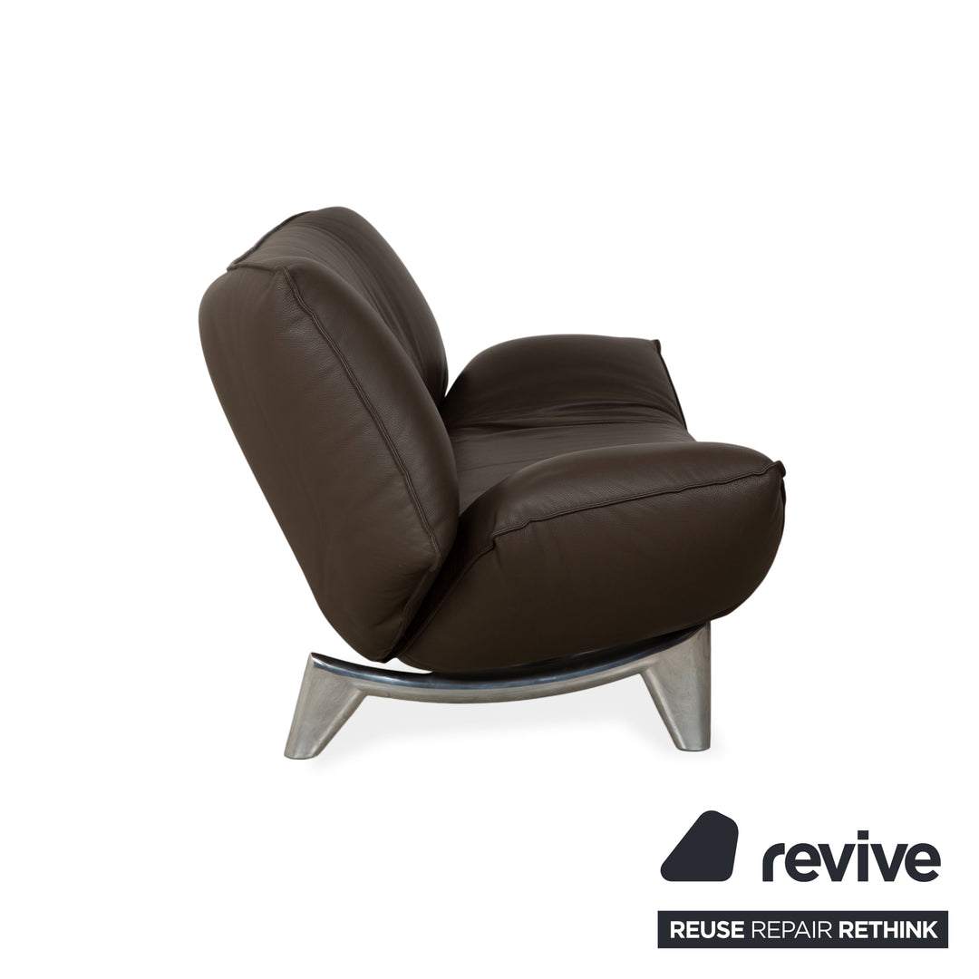 Leolux Tango Leder Zweisitzer Braun Taupe Grau Sofa Couch manuelle Funktion