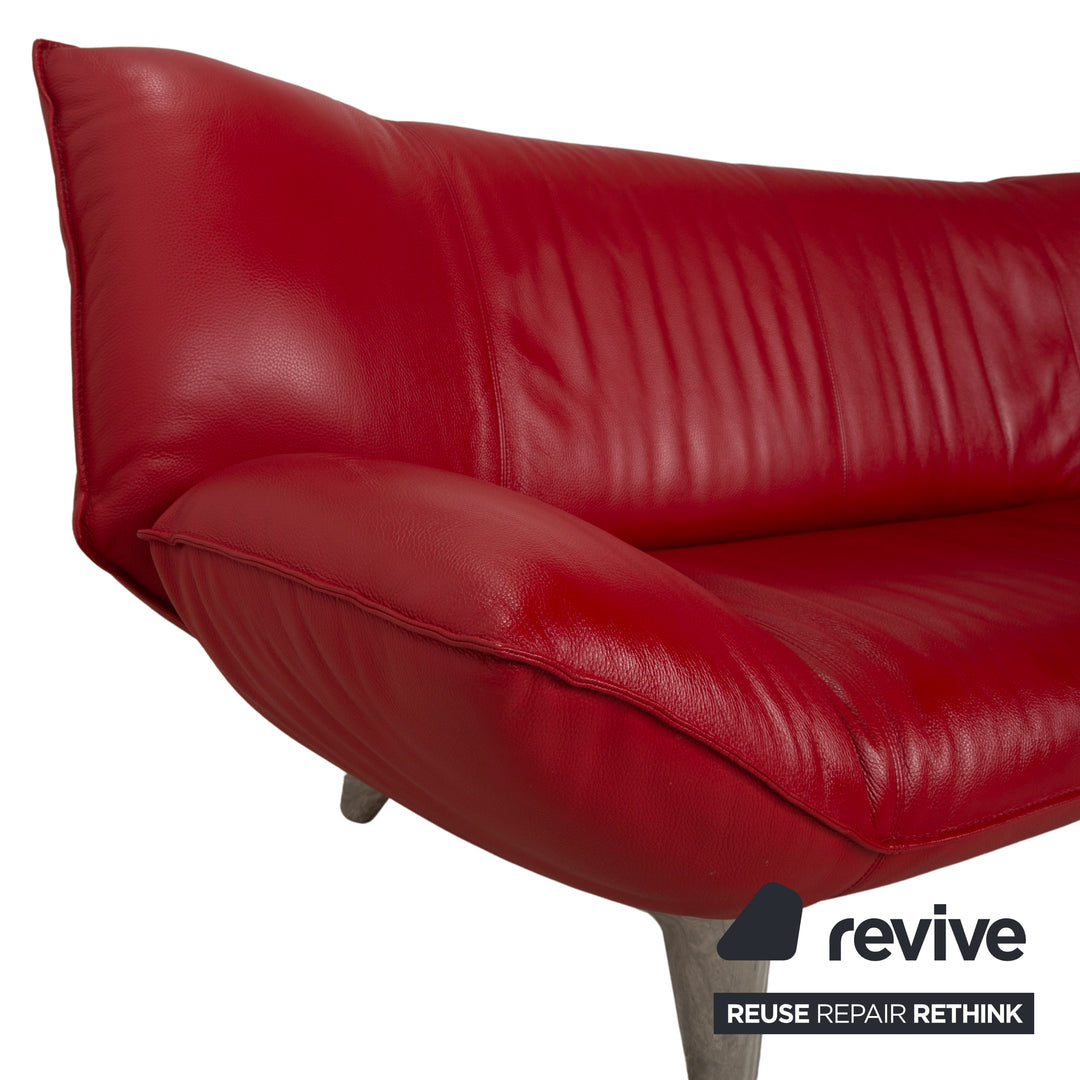 Leolux Tango Leder Zweisitzer Rot manuelle Funktion