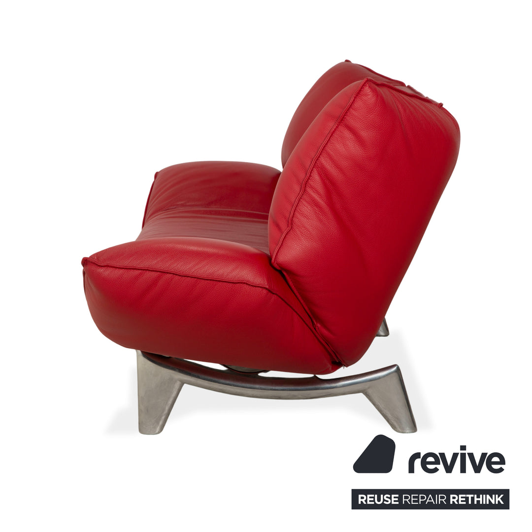 Leolux Tango Cuir Deux Places Rouge Fonction Manuelle