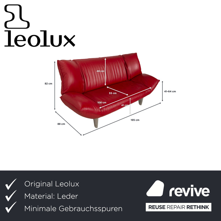 Leolux Tango Leather Two-Seater Red Manual Function