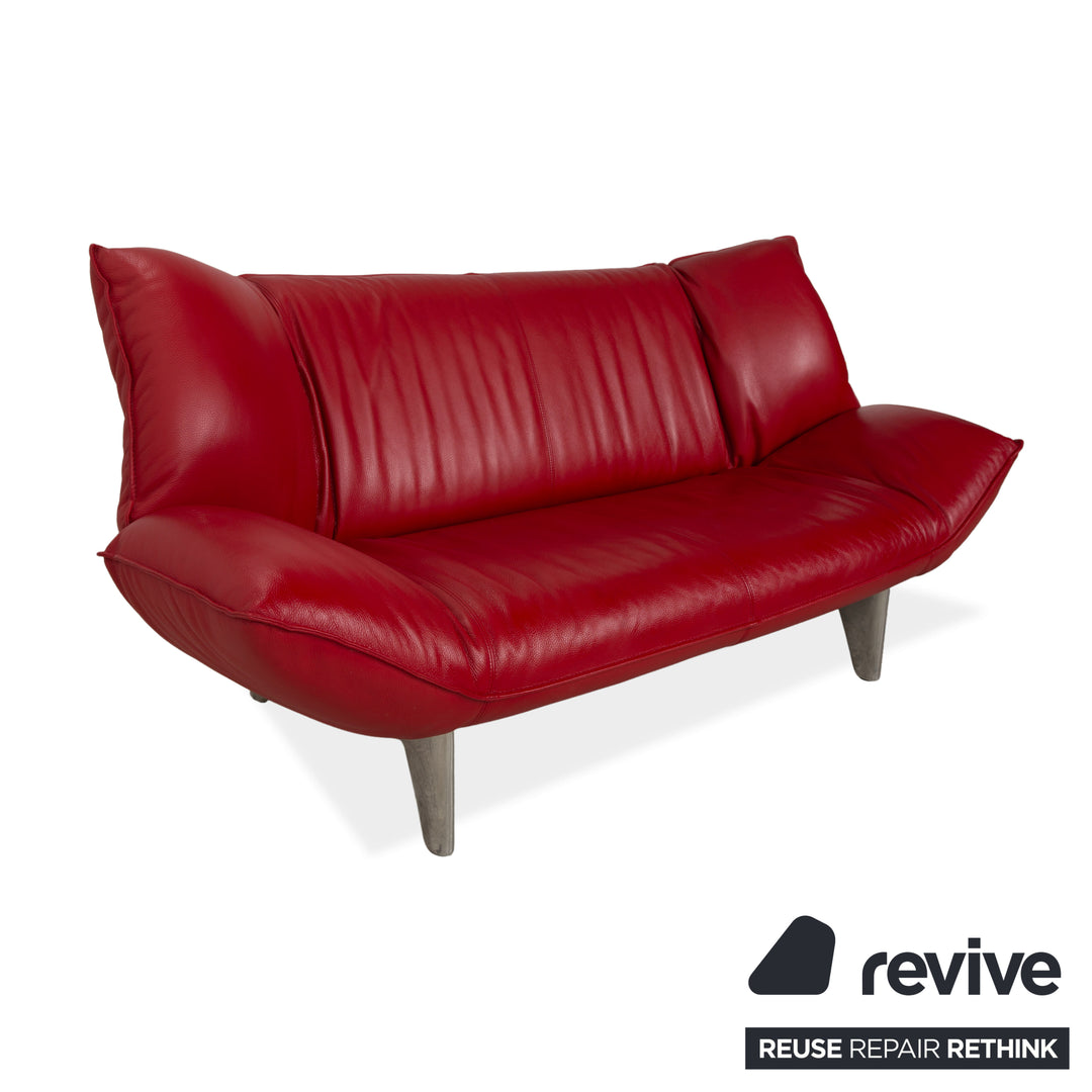 Leolux Tango Leather Two-Seater Red Manual Function