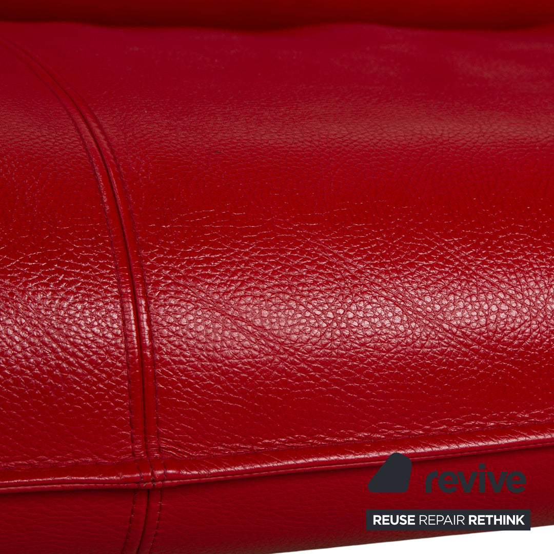 Leolux Tango Leder Zweisitzer Rot manuelle Funktion