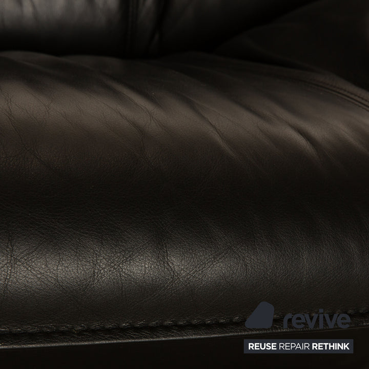 Leolux Tango Leather Two Seater Black Manual Function Sofa Couch