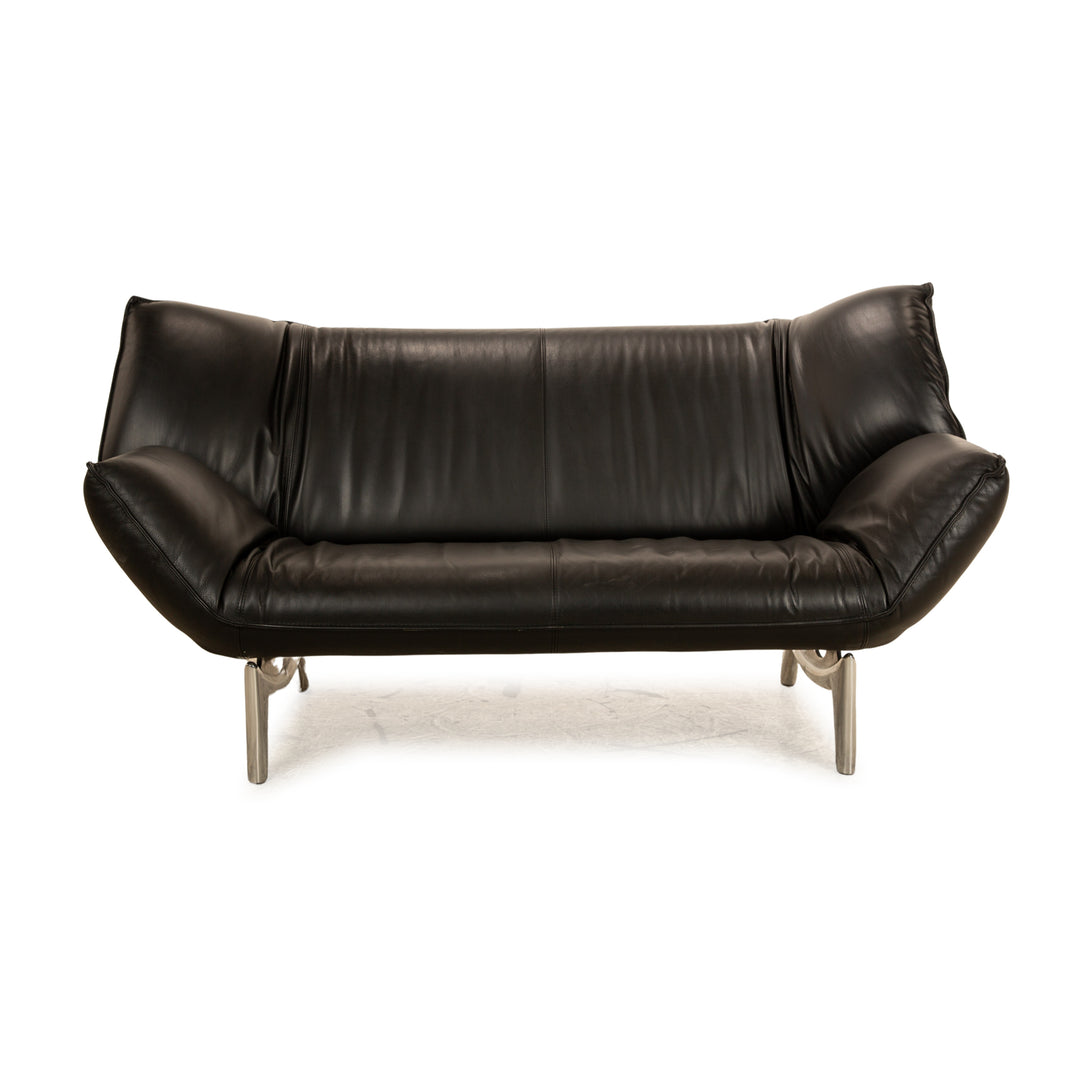 Leolux Tango Leather Two Seater Black Manual Function Sofa Couch