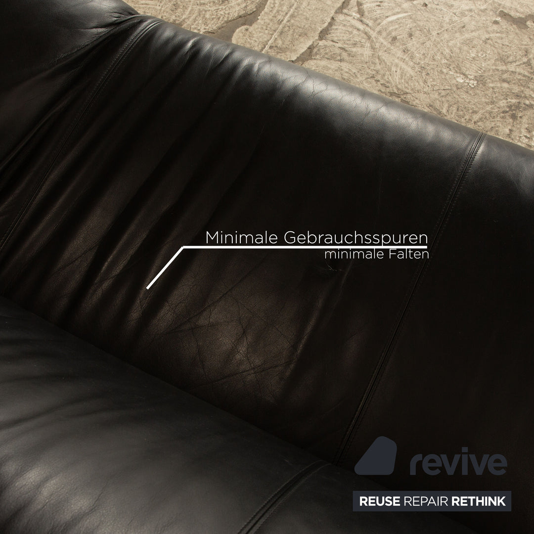 Leolux Tango Leder Zweisitzer Schwarz manuelle Funktion Sofa Couch