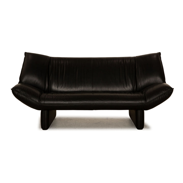 Leolux Tango Leather Two Seater Black Manual Function Sofa Couch