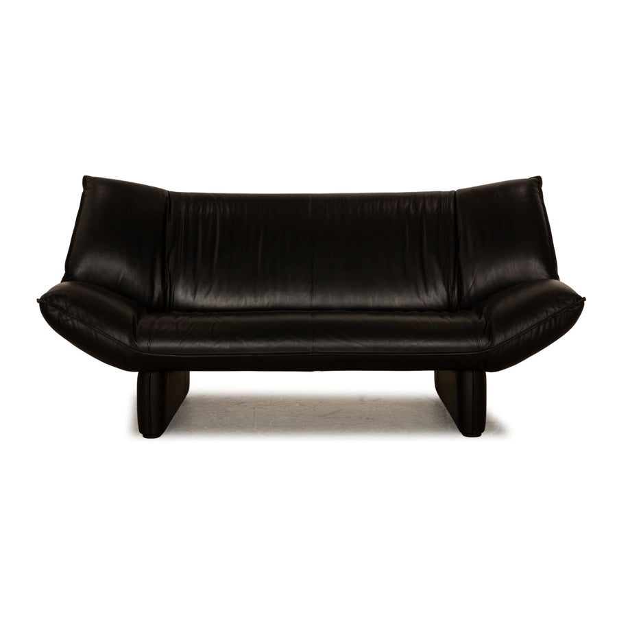 Leolux Tango Leather Two Seater Black Manual Function Sofa Couch