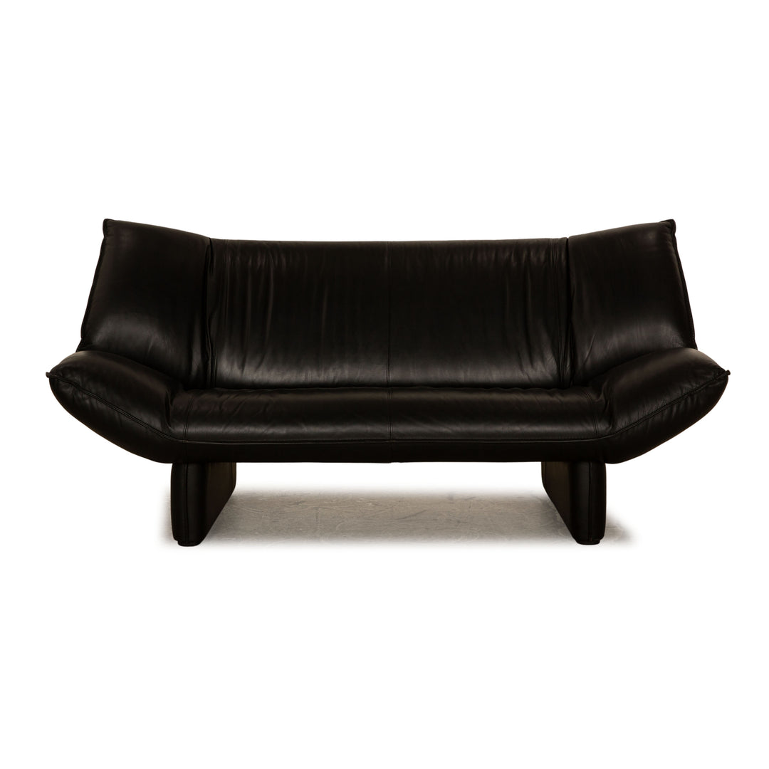 Leolux Tango Leather Two Seater Black Manual Function Sofa Couch