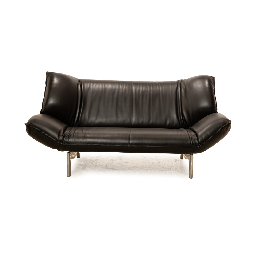 Leolux Tango Leather Two Seater Black Manual Function Sofa Couch