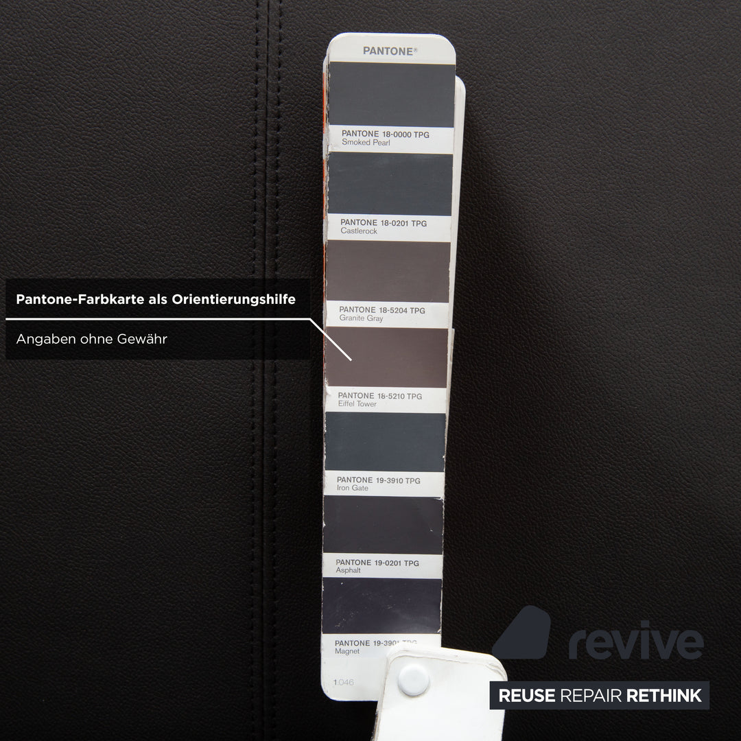 Leolux Tango veganes Leder Zweisitzer Dunkelgrau Anthrazit manuelle Funktion Sofa Couch Neubezug