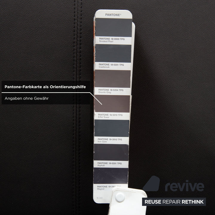 Leolux Tango veganes Leder Zweisitzer Dunkelgrau Anthrazit manuelle Funktion Sofa Couch Neubezug