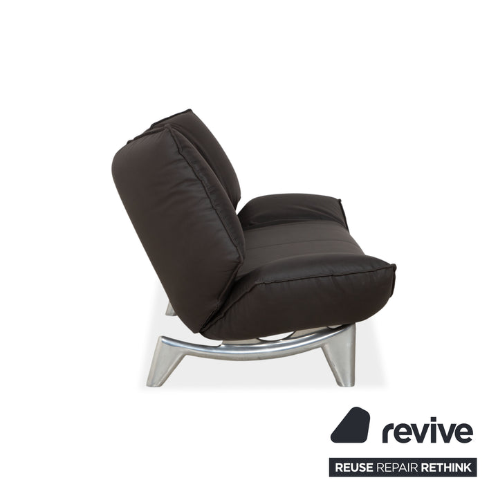 Leolux Tango veganes Leder Zweisitzer Dunkelgrau Anthrazit manuelle Funktion Sofa Couch Neubezug