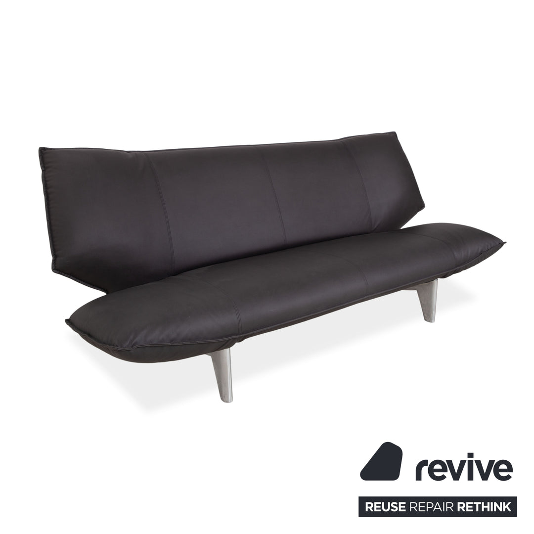 Leolux Tango veganes Leder Zweisitzer Dunkelgrau Anthrazit manuelle Funktion Sofa Couch Neubezug