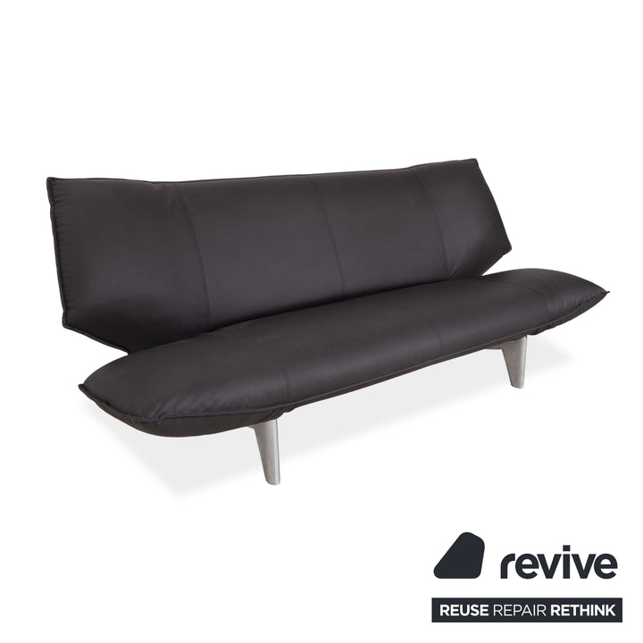 Leolux Tango veganes Leder Zweisitzer Dunkelgrau Anthrazit manuelle Funktion Sofa Couch Neubezug