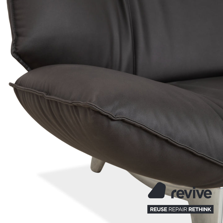 Leolux Tango veganes Leder Zweisitzer Dunkelgrau Anthrazit manuelle Funktion Sofa Couch Neubezug