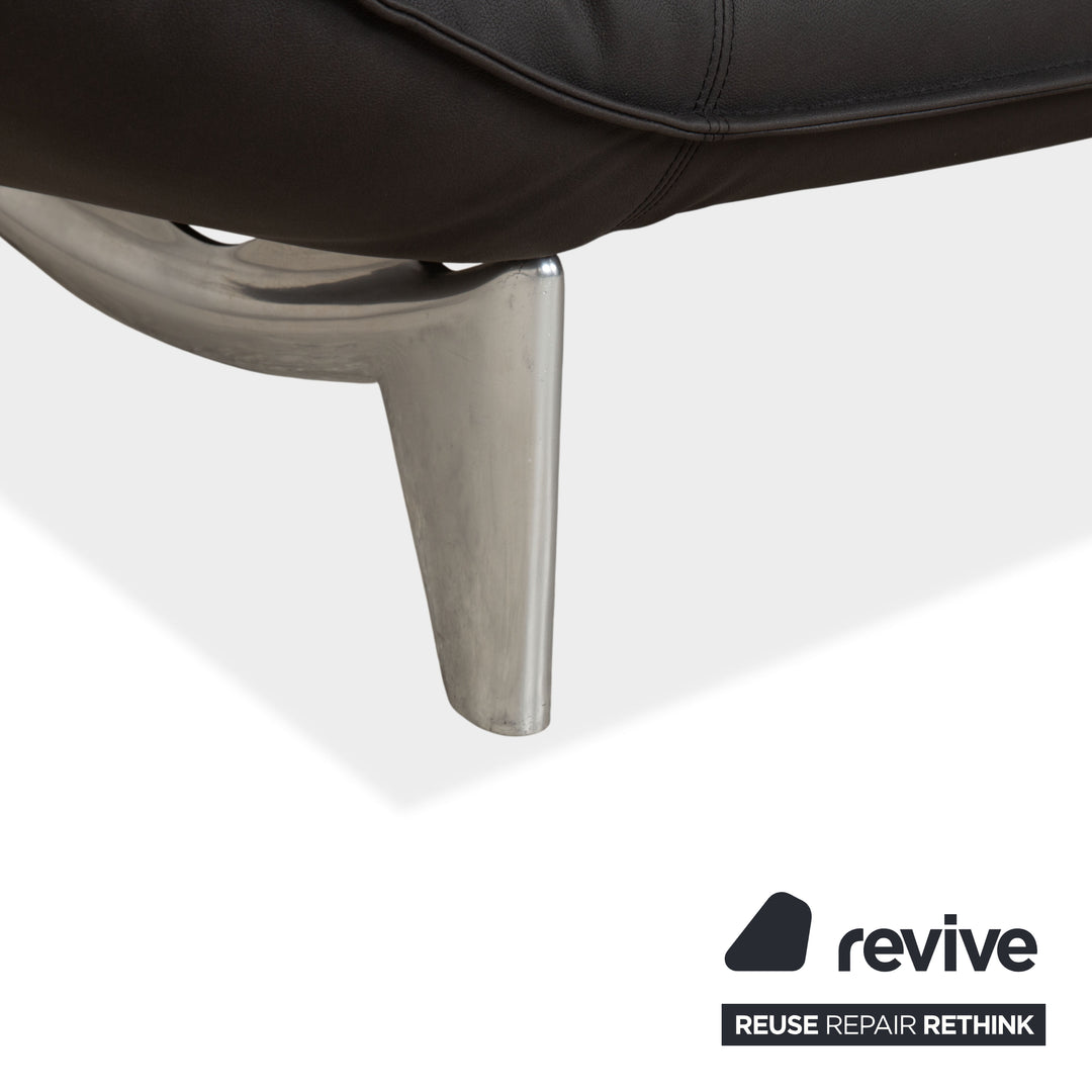 Leolux Tango veganes Leder Zweisitzer Dunkelgrau Anthrazit manuelle Funktion Sofa Couch Neubezug