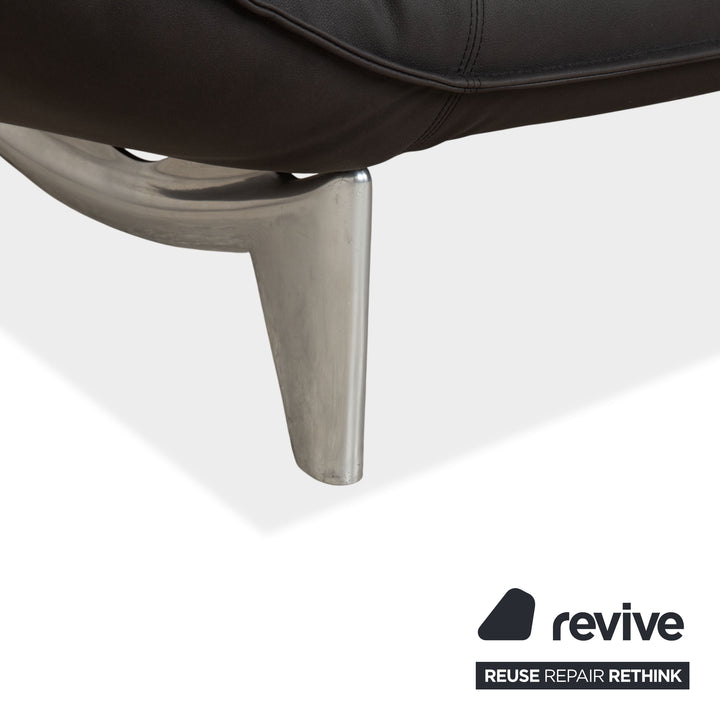 Leolux Tango veganes Leder Zweisitzer Dunkelgrau Anthrazit manuelle Funktion Sofa Couch Neubezug