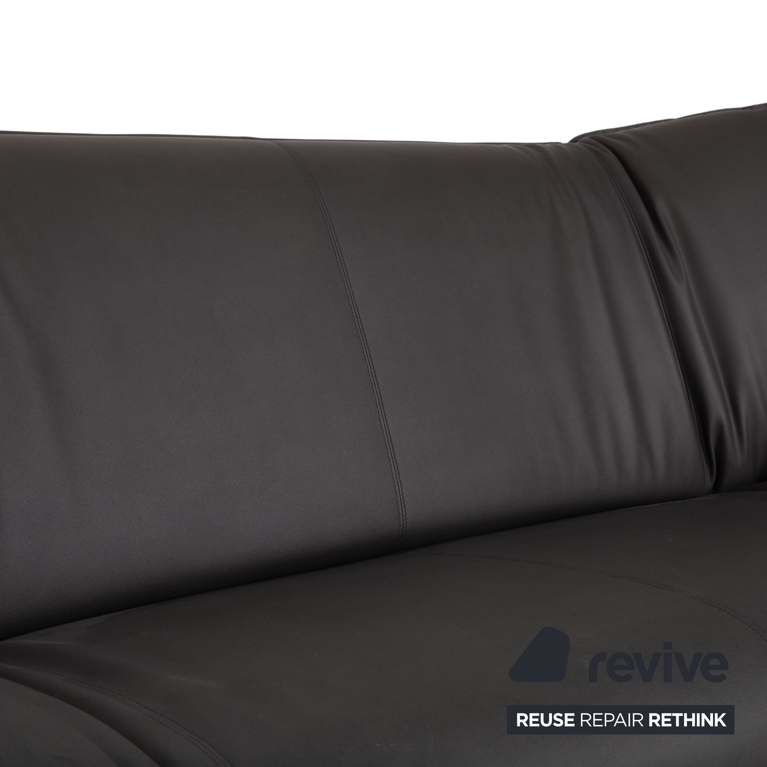 Leolux Tango veganes Leder Zweisitzer Dunkelgrau Anthrazit manuelle Funktion Sofa Couch Neubezug