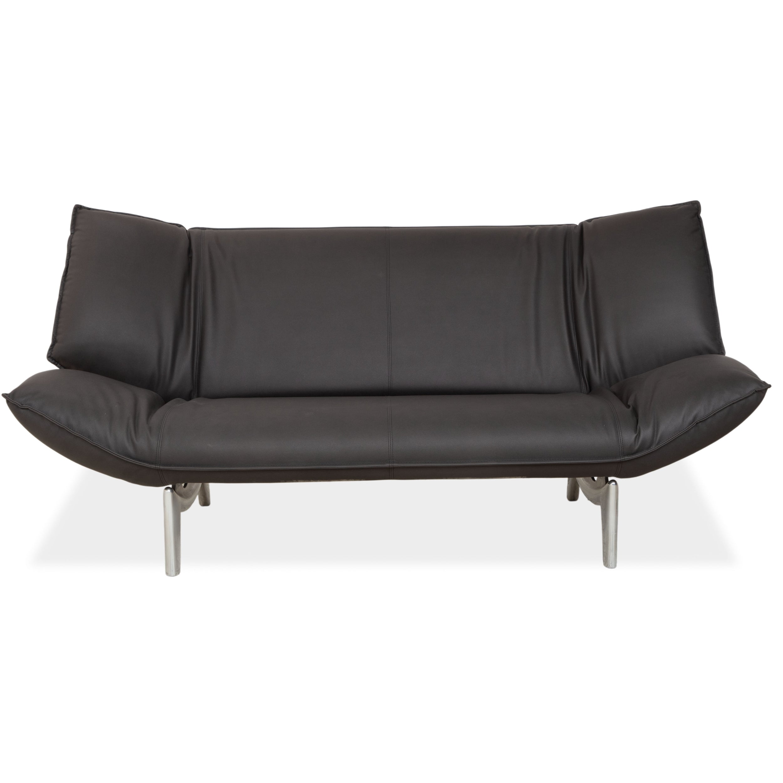Leolux Tango veganes Leder Zweisitzer Dunkelgrau Anthrazit manuelle Funktion Sofa Couch Neubezug