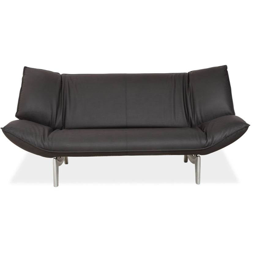 Leolux Tango veganes Leder Zweisitzer Dunkelgrau Anthrazit manuelle Funktion Sofa Couch Neubezug