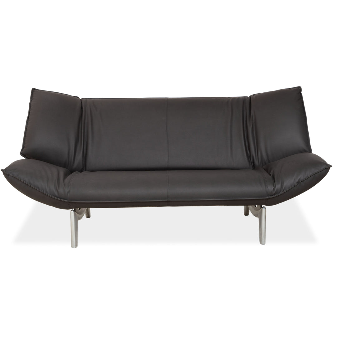 Leolux Tango veganes Leder Zweisitzer Dunkelgrau Anthrazit manuelle Funktion Sofa Couch Neubezug