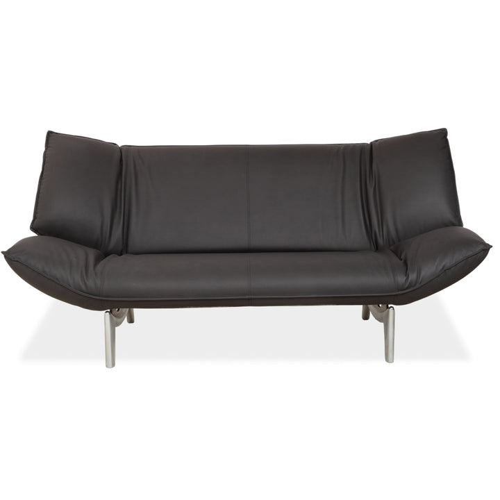 Leolux Tango veganes Leder Zweisitzer Dunkelgrau Anthrazit manuelle Funktion Sofa Couch Neubezug