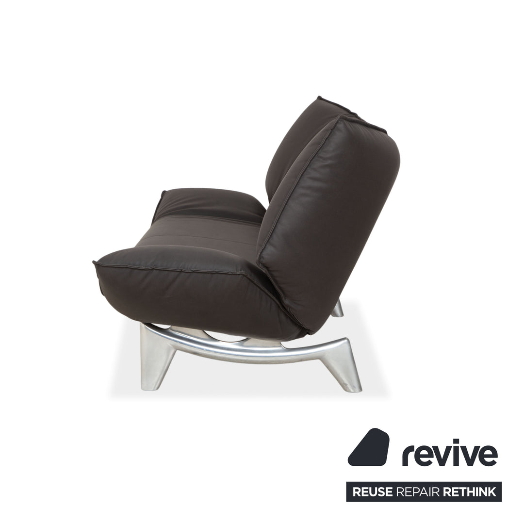 Leolux Tango veganes Leder Zweisitzer Dunkelgrau Anthrazit manuelle Funktion Sofa Couch Neubezug