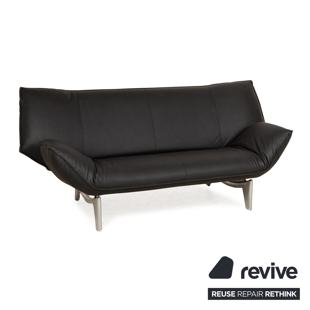 Leolux Tango cuir végétalien deux places noir fonction manuelle canapé retapissé