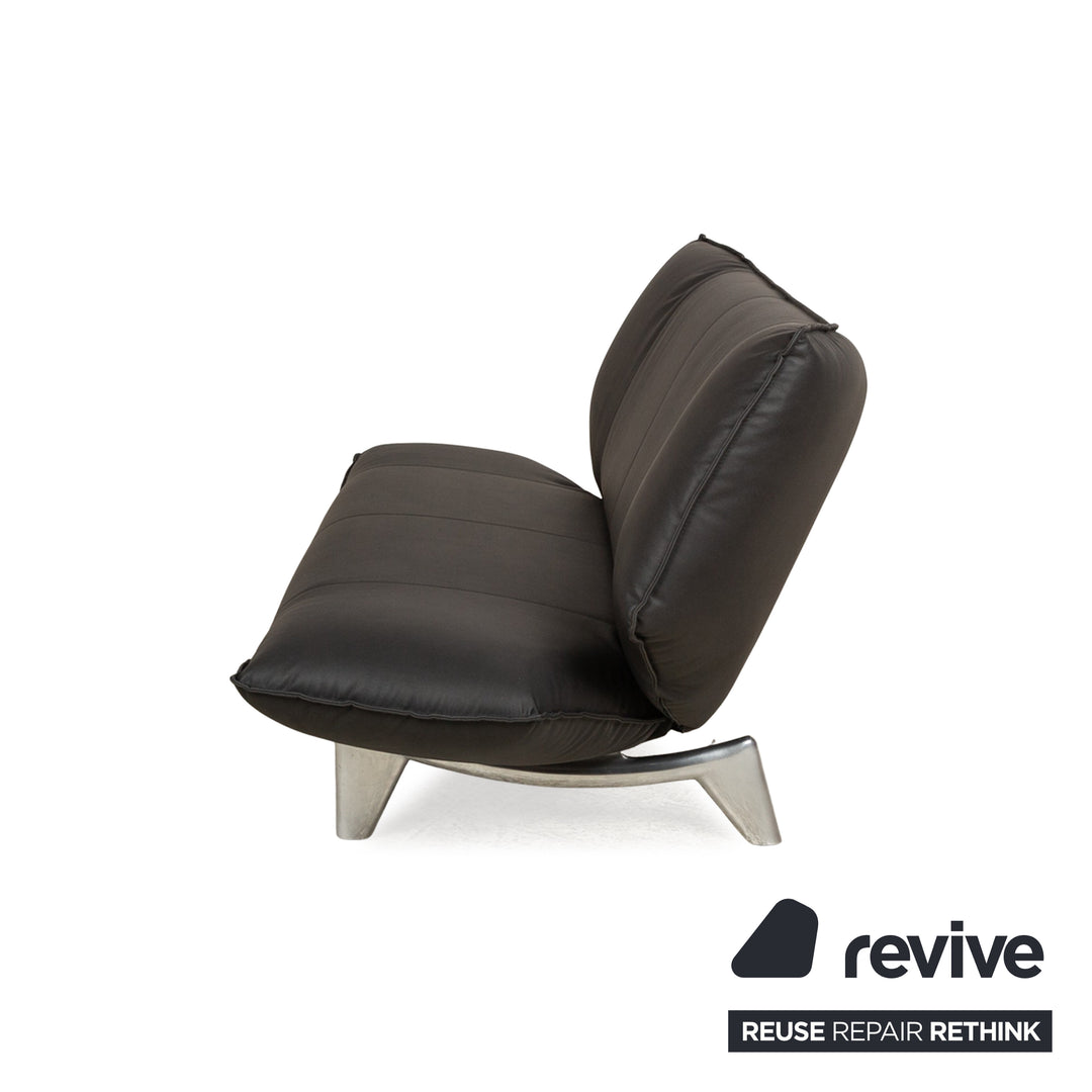 Leolux Tango cuir végétalien deux places noir fonction manuelle canapé retapissé