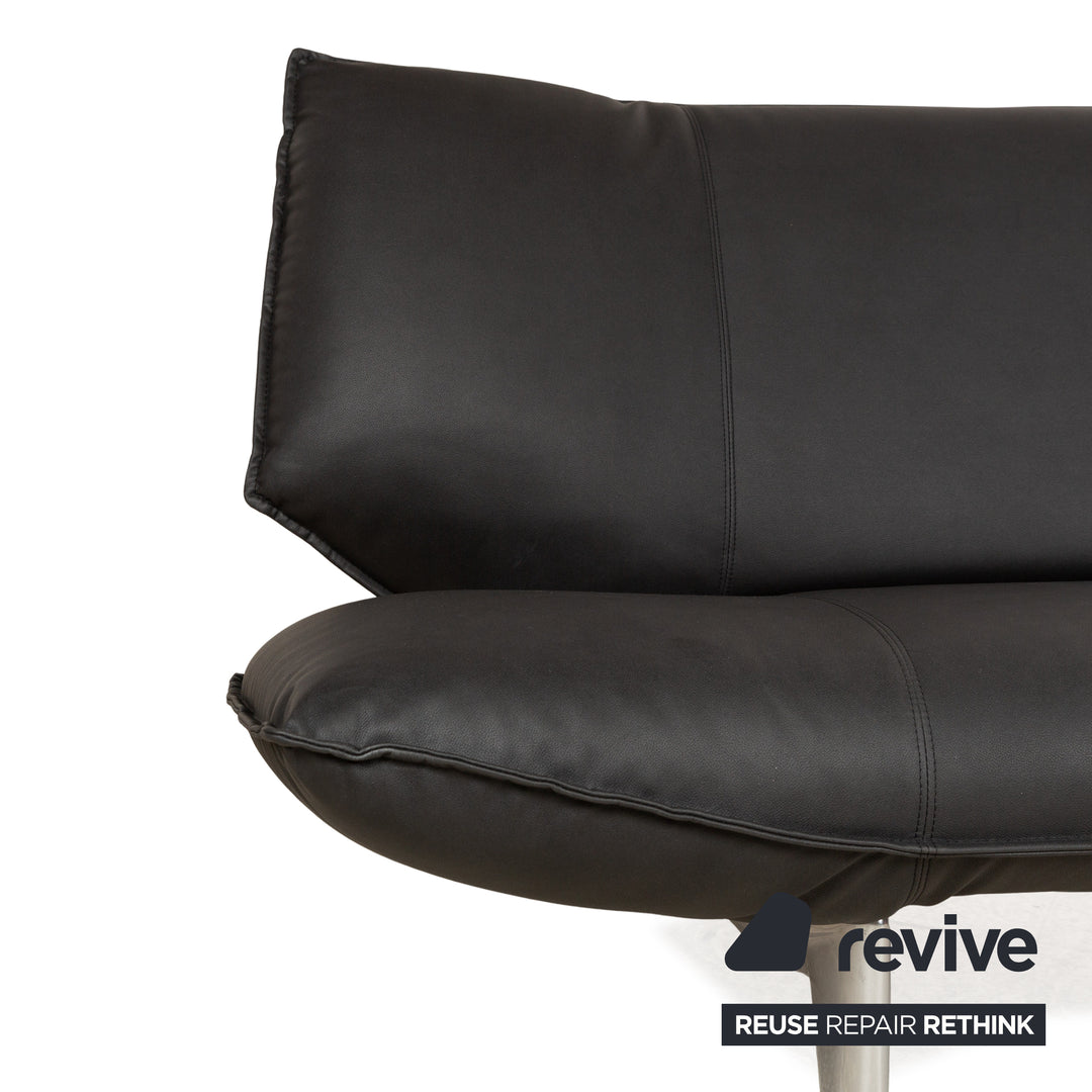 Leolux Tango cuir végétalien deux places noir fonction manuelle canapé retapissé