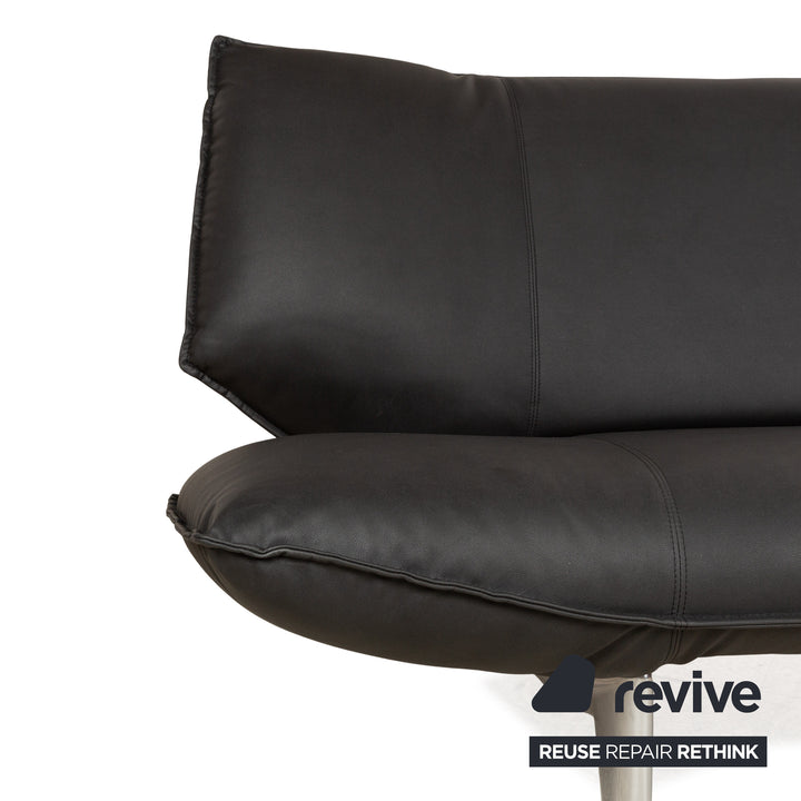 Leolux Tango cuir végétalien deux places noir fonction manuelle canapé retapissé