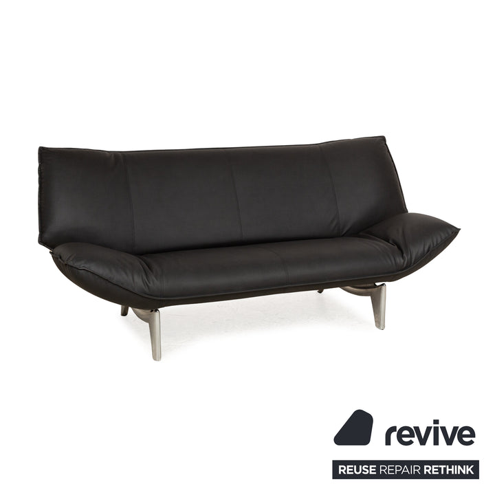 Leolux Tango cuir végétalien deux places noir fonction manuelle canapé retapissé