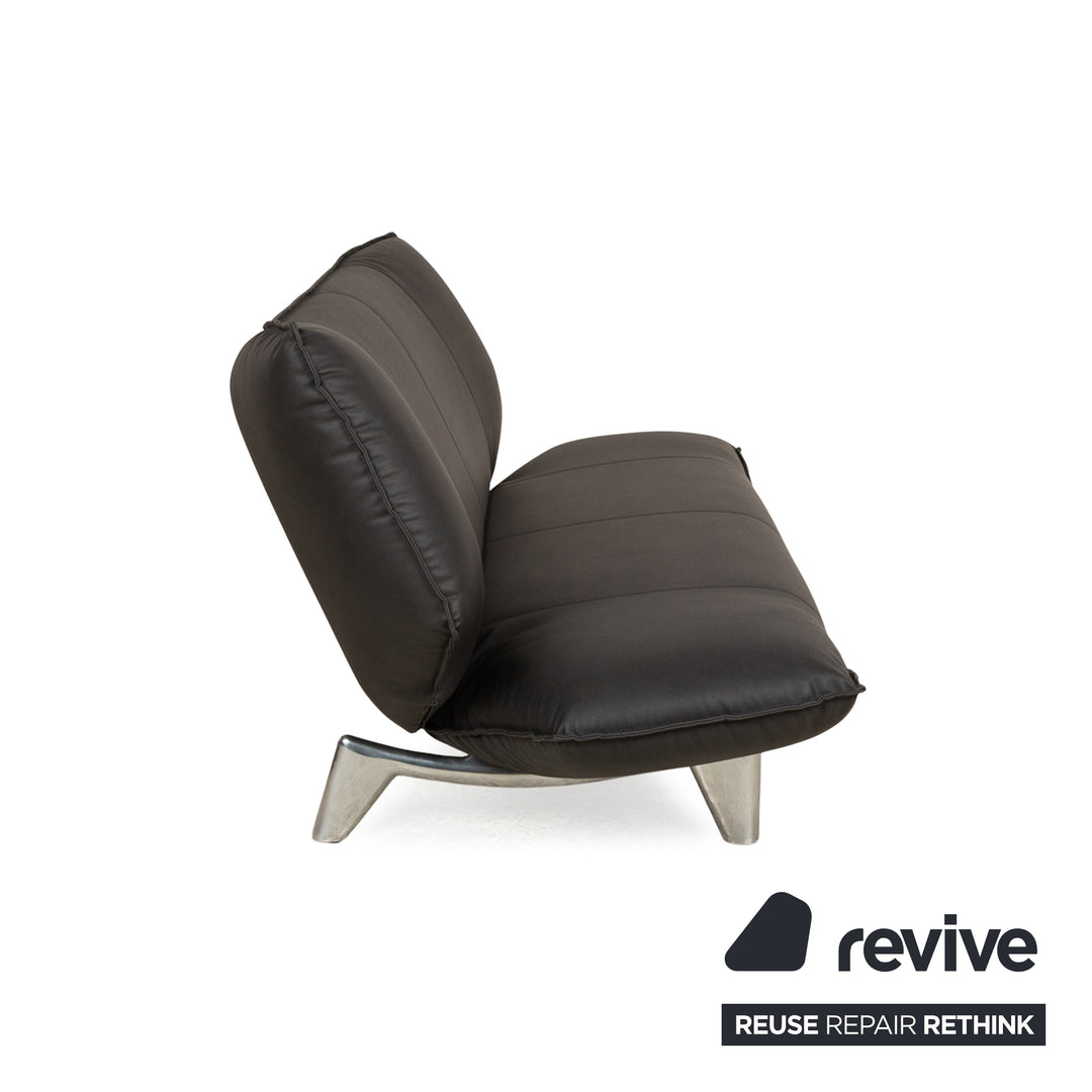 Leolux Tango cuir végétalien deux places noir fonction manuelle canapé retapissé