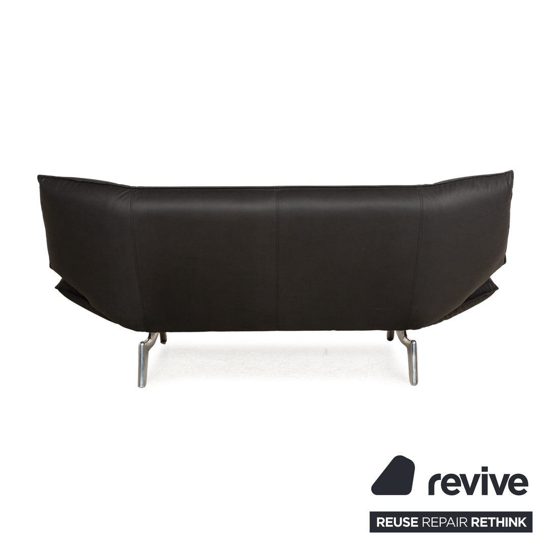 Leolux Tango cuir végétalien deux places noir fonction manuelle canapé retapissé