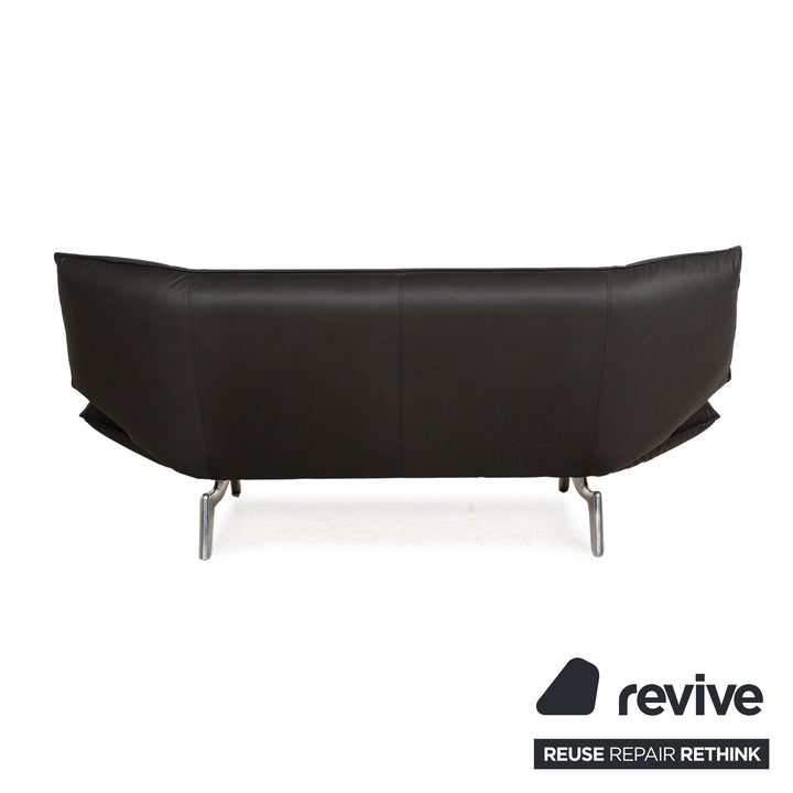 Leolux Tango cuir végétalien deux places noir fonction manuelle canapé retapissé