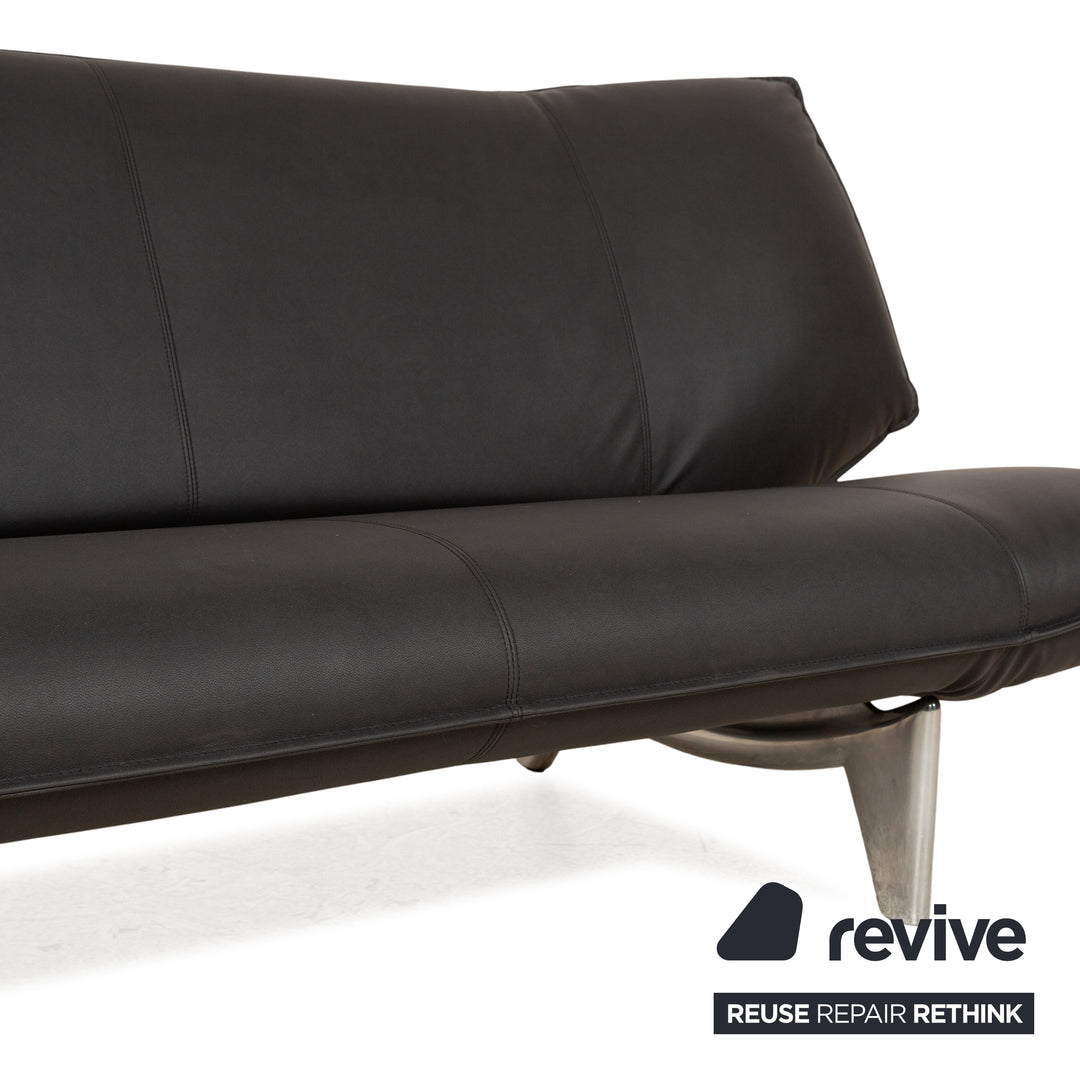 Leolux Tango cuir végétalien deux places noir fonction manuelle canapé retapissé