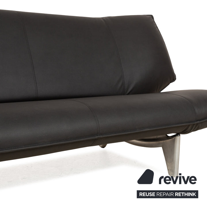 Leolux Tango cuir végétalien deux places noir fonction manuelle canapé retapissé