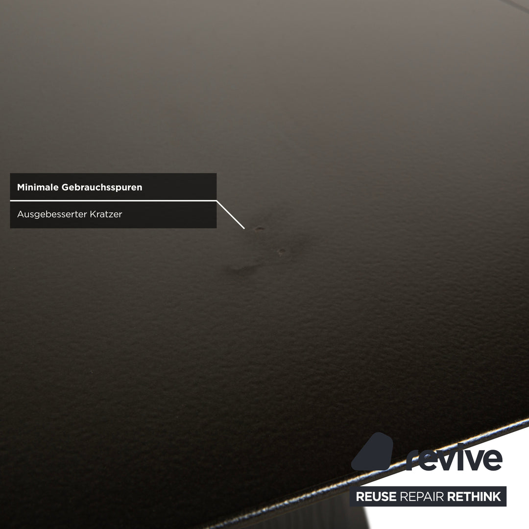 Leolux Trias wooden dining table black anthracite manual function extension function